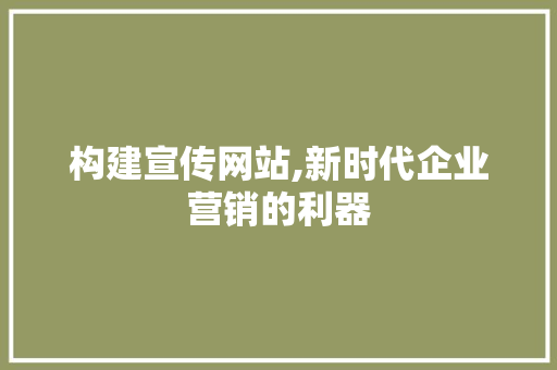 构建宣传网站,新时代企业营销的利器