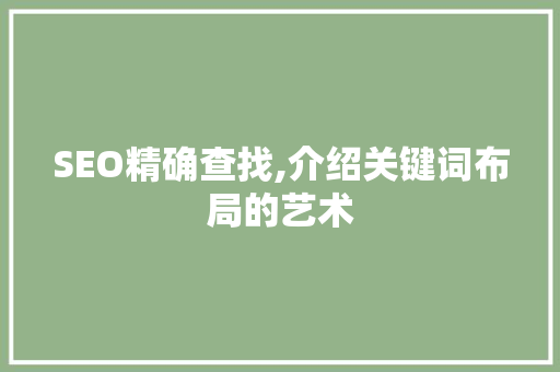 SEO精确查找,介绍关键词布局的艺术