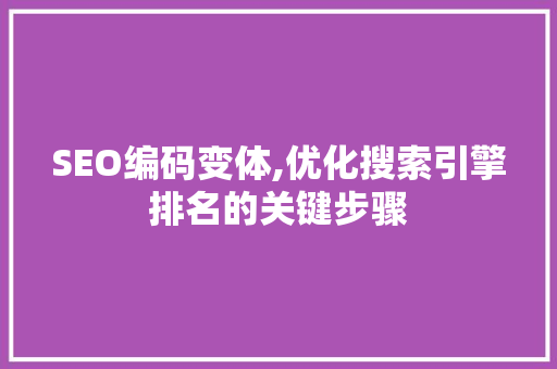 SEO编码变体,优化搜索引擎排名的关键步骤