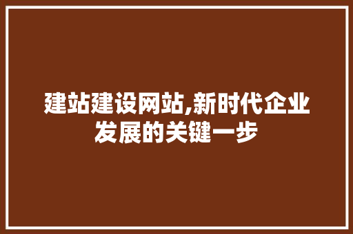建站建设网站,新时代企业发展的关键一步