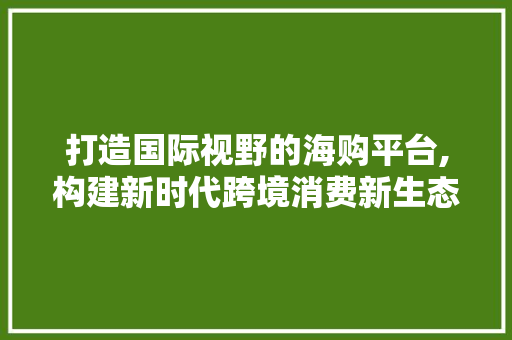 打造国际视野的海购平台,构建新时代跨境消费新生态