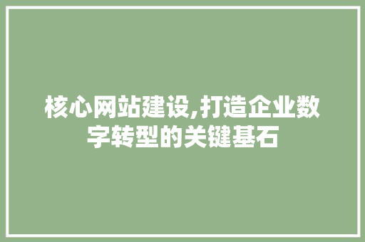 核心网站建设,打造企业数字转型的关键基石