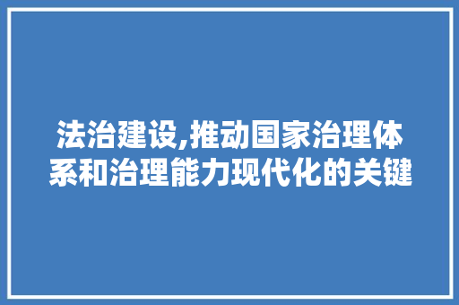 法治建设,推动国家治理体系和治理能力现代化的关键路径