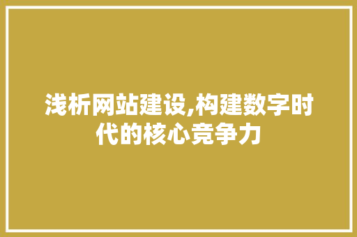 浅析网站建设,构建数字时代的核心竞争力