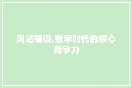 网站建设,数字时代的核心竞争力 SEO教程