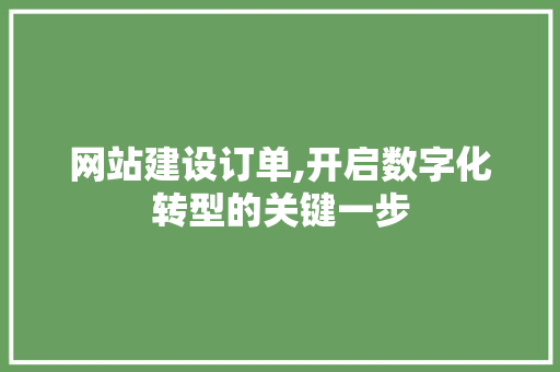 网站建设订单,开启数字化转型的关键一步 Web前端