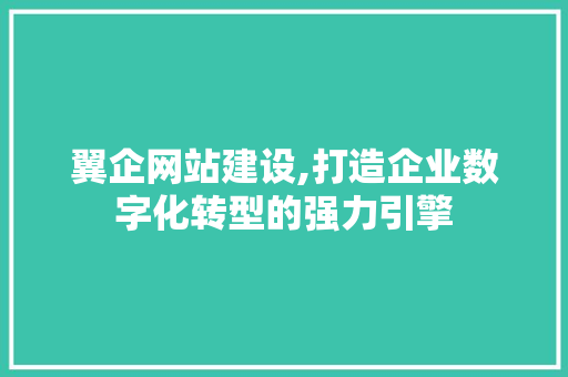 翼企网站建设,打造企业数字化转型的强力引擎 Web前端