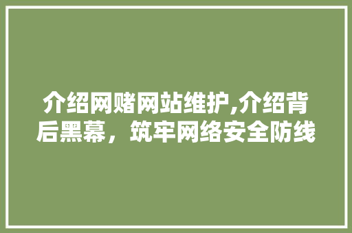 介绍网赌网站维护,介绍背后黑幕，筑牢网络安全防线 友链在线
