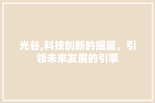 光谷,科技创新的摇篮，引领未来发展的引擎