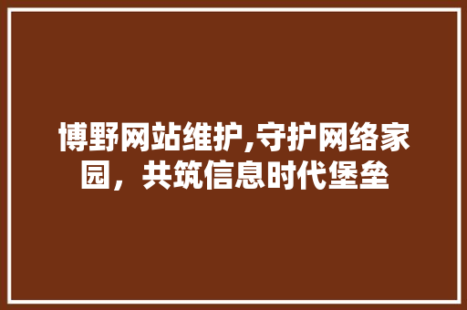 博野网站维护,守护网络家园，共筑信息时代堡垒 WordPress教程