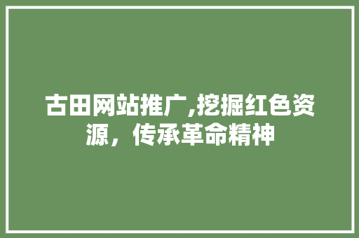 古田网站推广,挖掘红色资源，传承革命精神