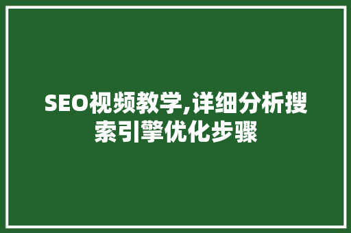 SEO视频教学,详细分析搜索引擎优化步骤 SEO视频教学,详细分析搜索引擎优化步骤 建站教程