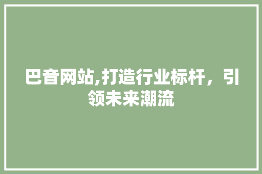 巴音网站,打造行业标杆，引领未来潮流 服务器/数据库