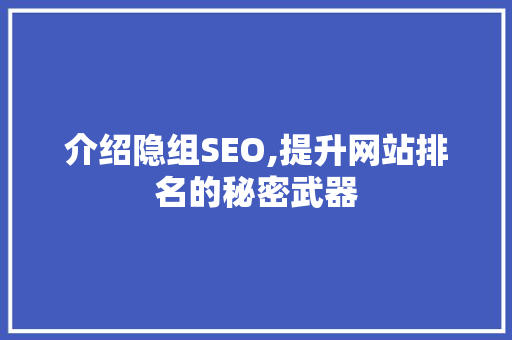 介绍隐组SEO,提升网站排名的秘密武器