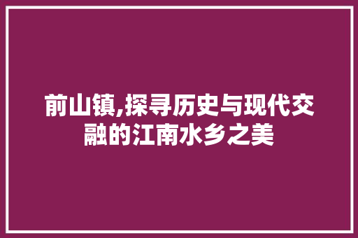 前山镇,探寻历史与现代交融的江南水乡之美 服务器/数据库