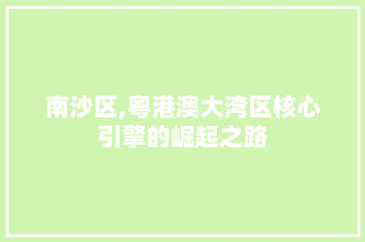 南沙区,粤港澳大湾区核心引擎的崛起之路 Web前端
