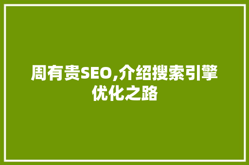 周有贵SEO,介绍搜索引擎优化之路