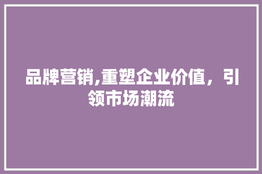 品牌营销,重塑企业价值，引领市场潮流