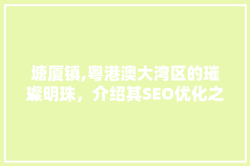 塘厦镇,粤港澳大湾区的璀璨明珠，介绍其SEO优化之路 建站教程