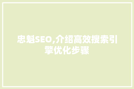 忠魁SEO,介绍高效搜索引擎优化步骤