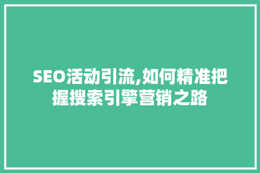 SEO活动引流,如何精准把握搜索引擎营销之路