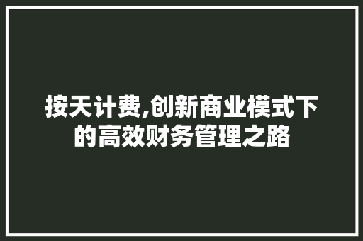 按天计费,创新商业模式下的高效财务管理之路 Web前端