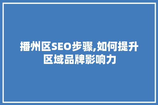 播州区SEO步骤,如何提升区域品牌影响力