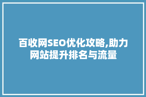 百收网SEO优化攻略,助力网站提升排名与流量 Web前端