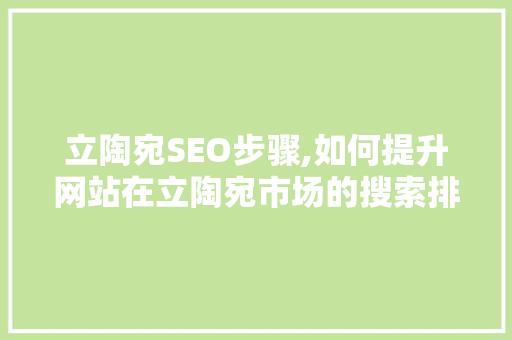 立陶宛SEO步骤,如何提升网站在立陶宛市场的搜索排名