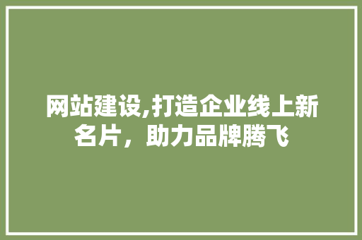 网站建设,打造企业线上新名片，助力品牌腾飞 SEO教程