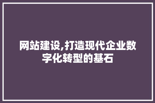 网站建设,打造现代企业数字化转型的基石 WordPress教程