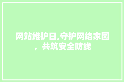 网站维护日,守护网络家园，共筑安全防线