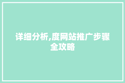 详细分析,度网站推广步骤全攻略