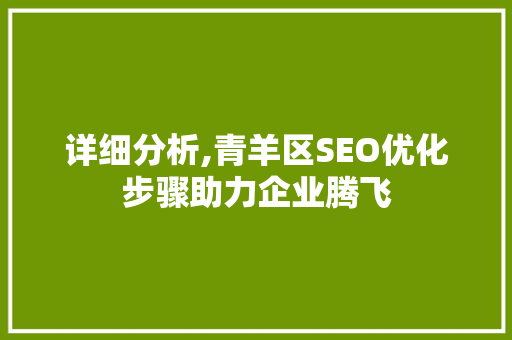 详细分析,青羊区SEO优化步骤助力企业腾飞