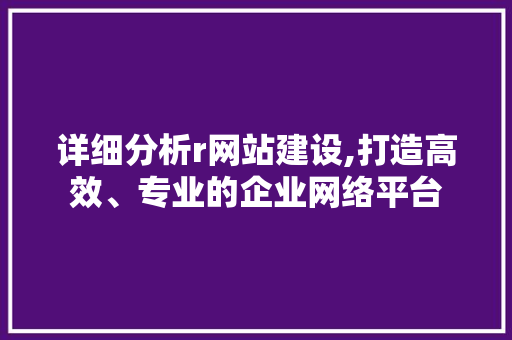 详细分析r网站建设,打造高效、专业的企业网络平台