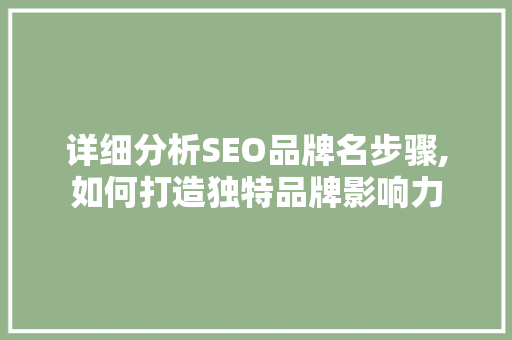 详细分析SEO品牌名步骤,如何打造独特品牌影响力 建站教程