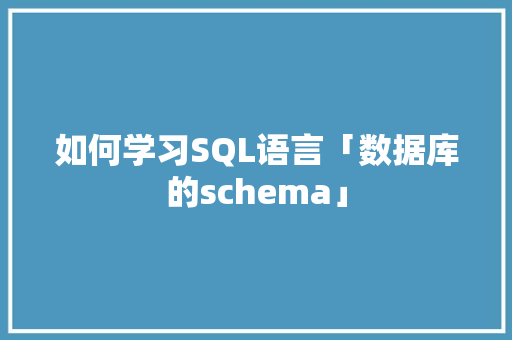 如何学习SQL语言「数据库的schema」