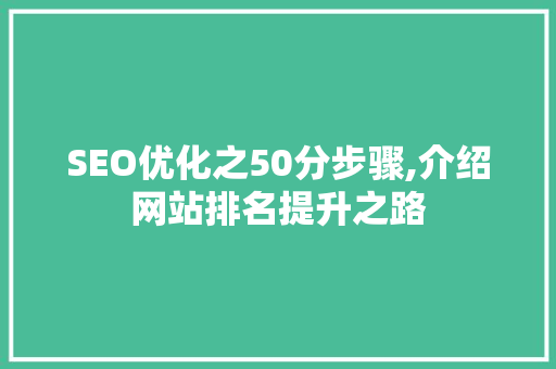 SEO优化之50分步骤,介绍网站排名提升之路
