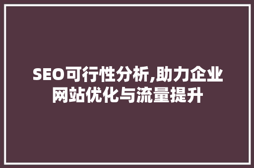 SEO可行性分析,助力企业网站优化与流量提升 服务器/数据库