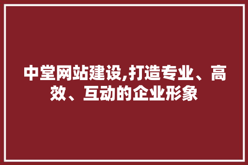 中堂网站建设,打造专业、高效、互动的企业形象