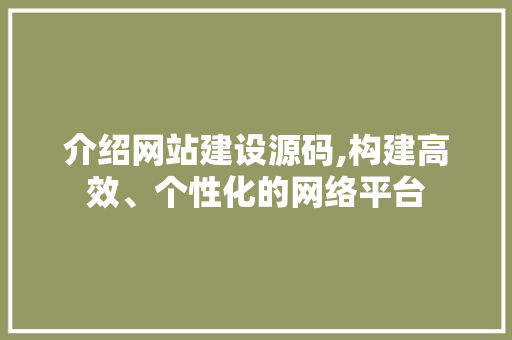 介绍网站建设源码,构建高效、个性化的网络平台