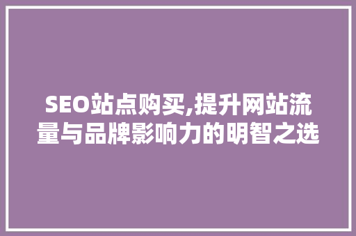SEO站点购买,提升网站流量与品牌影响力的明智之选 SEO站点购买,提升网站流量与品牌影响力的明智之选 Web前端