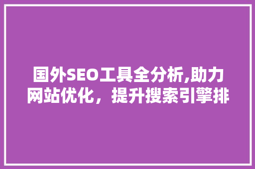 国外SEO工具全分析,助力网站优化，提升搜索引擎排名 建站教程