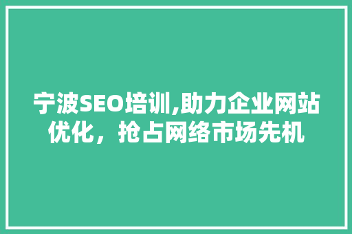 宁波SEO培训,助力企业网站优化，抢占网络市场先机 服务器/数据库
