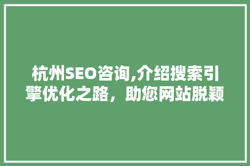 杭州SEO咨询,介绍搜索引擎优化之路，助您网站脱颖而出
