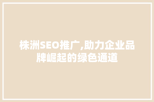 株洲SEO推广,助力企业品牌崛起的绿色通道
