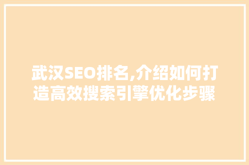 武汉SEO排名,介绍如何打造高效搜索引擎优化步骤