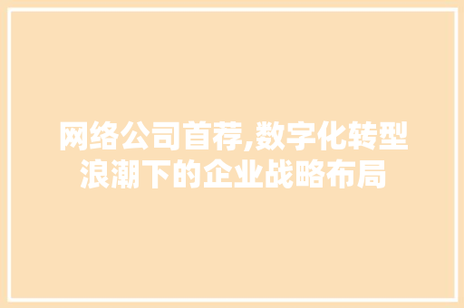 网络公司首荐,数字化转型浪潮下的企业战略布局