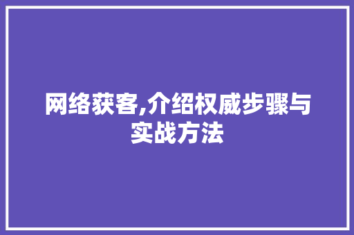 网络获客,介绍权威步骤与实战方法