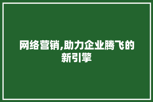 网络营销,助力企业腾飞的新引擎 WordPress教程